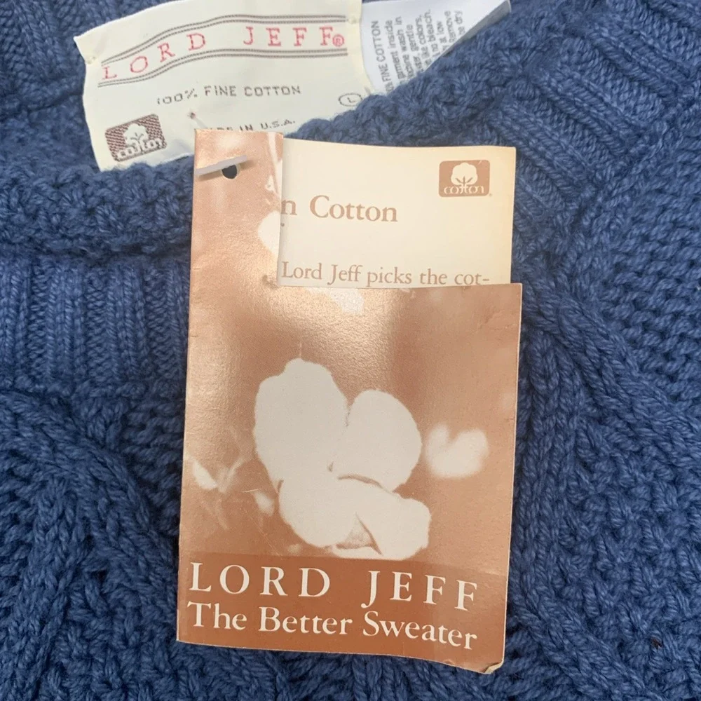 VTG Lord Jeff 100% Cotton Long Sleeve Sweater Size Large Blue Made In USA NEW - Picture 5 of 9